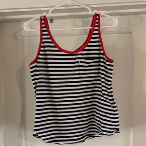 Levi's Navy and White Striped Tank with Red Accents